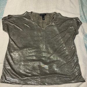 INC Cold Shoulder Top, Size LP, Silver